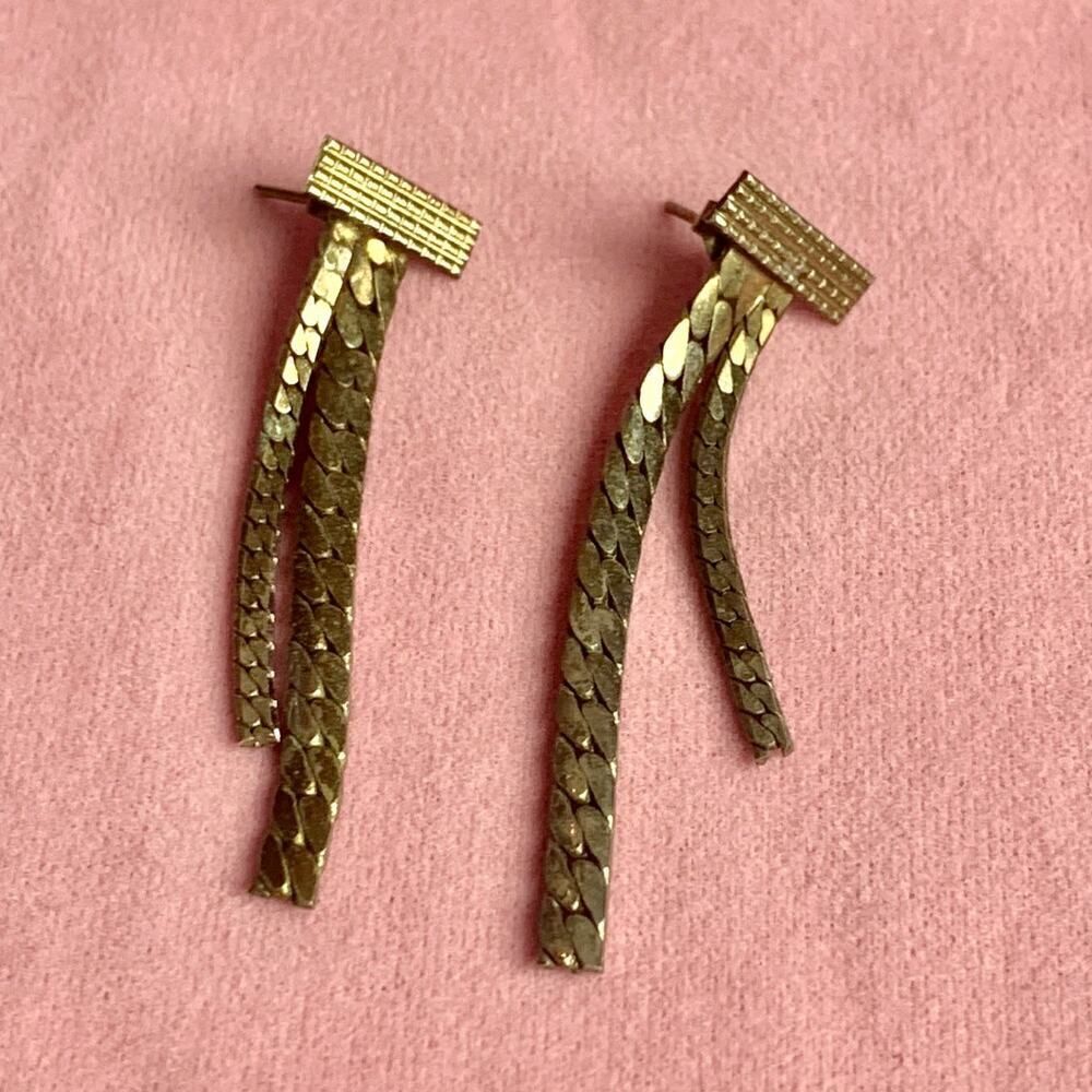 Pierced Patterned Drop Earrings, in Silverplate, Vintage, Unmarked